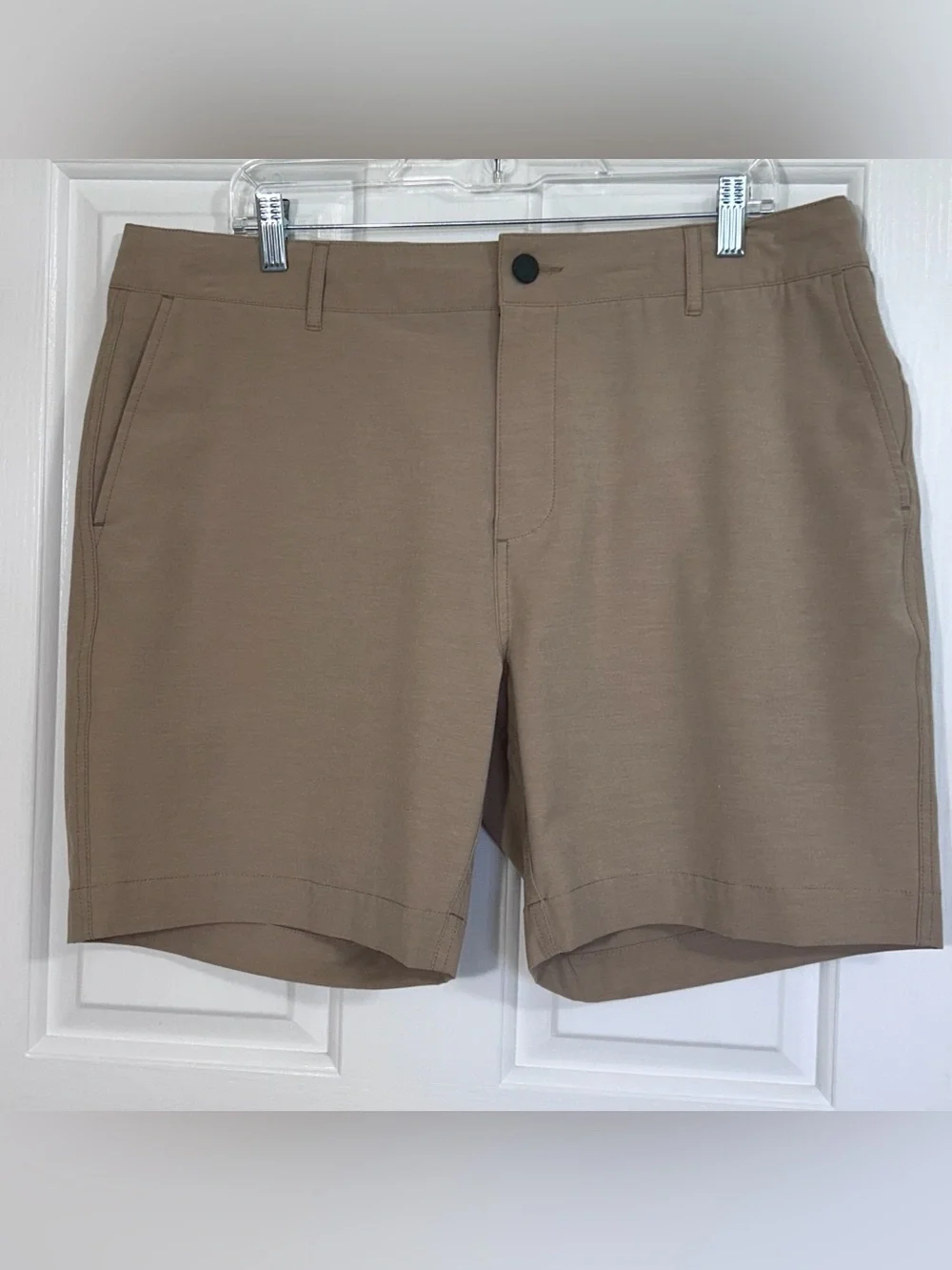 Faherty All Day Short Khaki Beige Flat Front Hybrid Shorts Mens Size 36